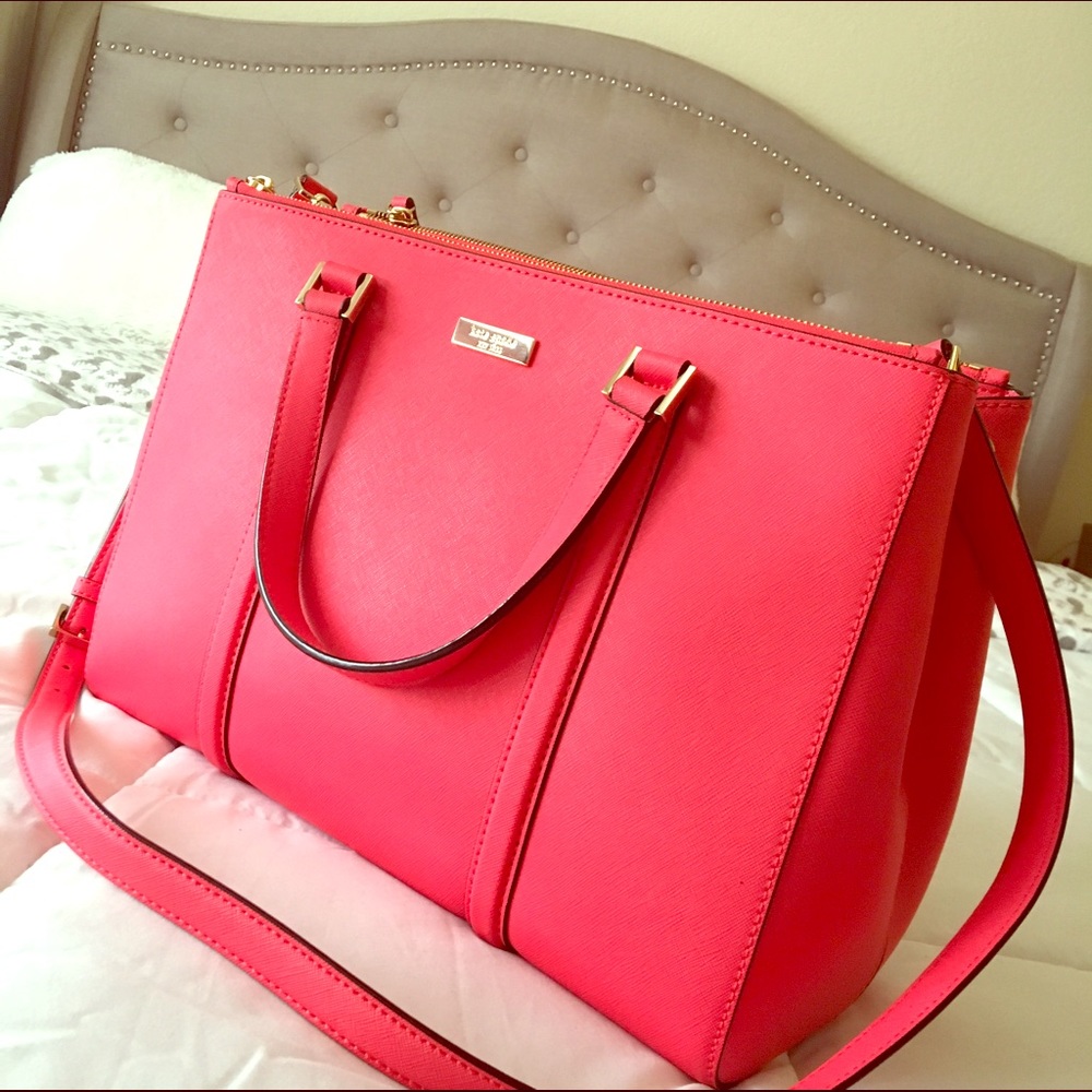 Kate Spade leather purse large coral
